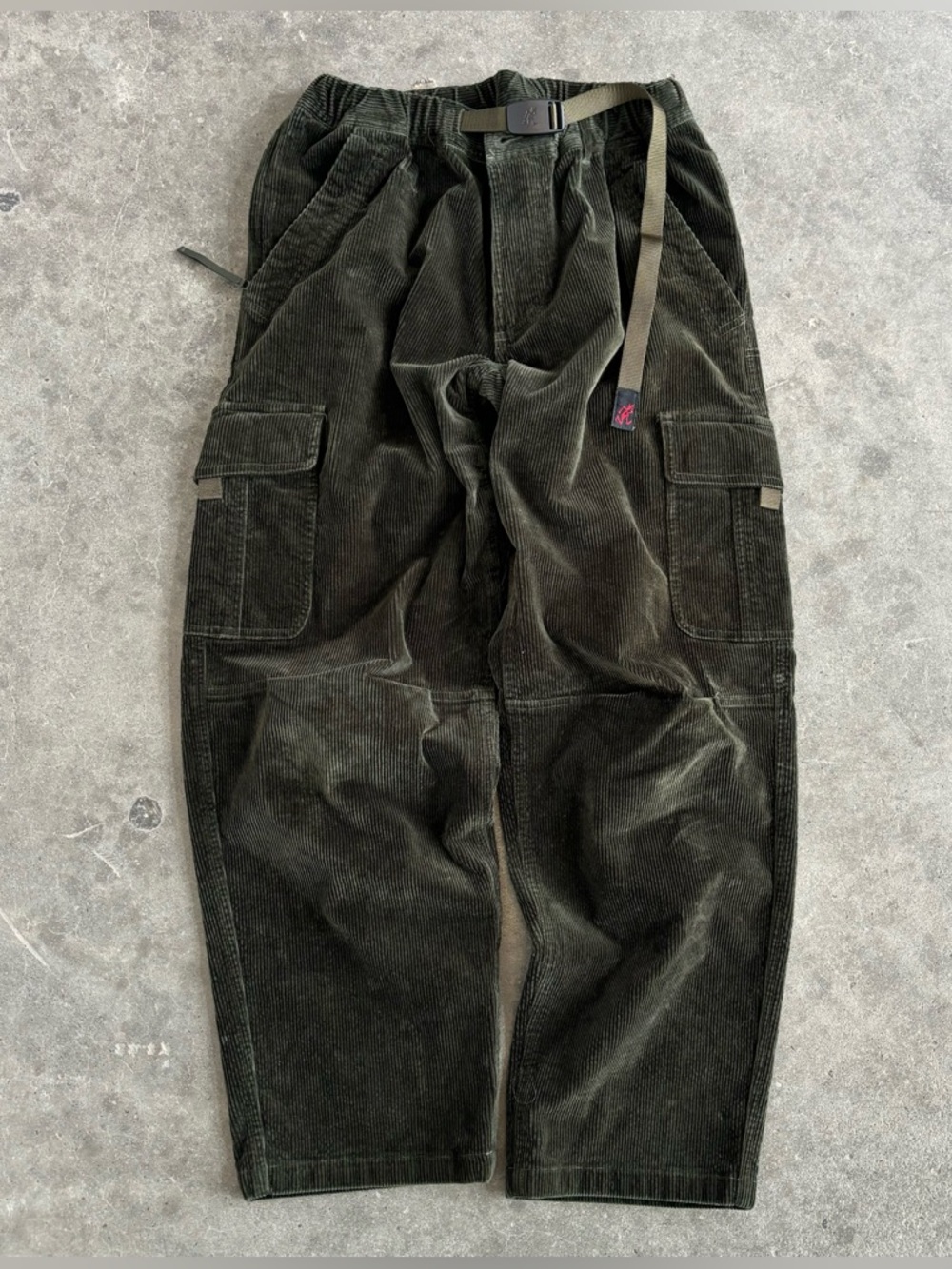 Gramicci Corduroy Loose Cargo Olive Green Pants